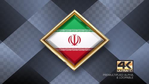 Videohive - Iran Flag Rotating Badge 4K Looping with Transparent Background - 38830311