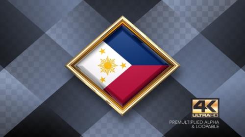 Videohive - Philippines Flag Rotating Badge 4K Looping with Transparent Background - 38830329