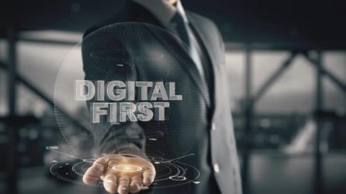 Videohive - Digital First with Hologram Businessman Concept - 38861898