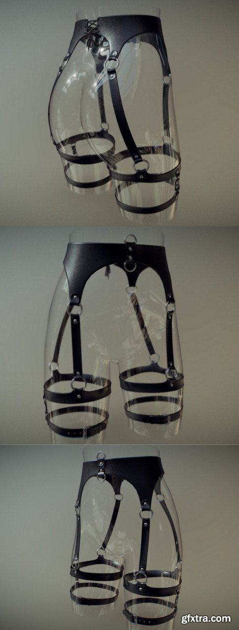 BDSM Leather Hips Belt Bondage Portupeya 3D Model
