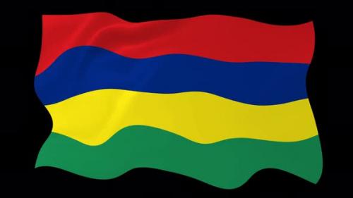 Videohive - Mauritius Flag Wave Motion Black Background - 38961530