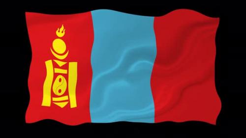 Videohive - Mongolia Flag Wave Motion Black Background - 38961533