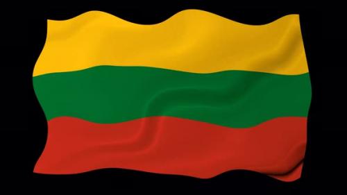 Videohive - Lithuania Flag Wave Motion Black Background - 38961633
