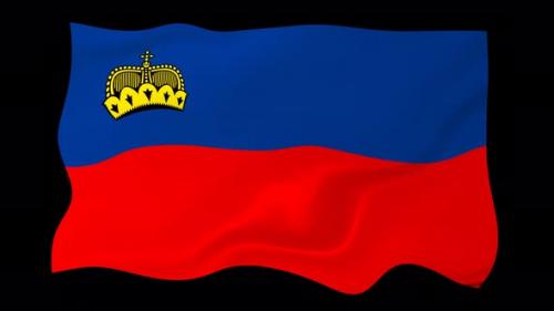 Videohive - Liechtenstein Flag Wave Motion Black Background - 38961639