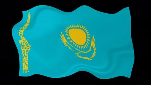 Videohive - Kazakhstan Flag Wave Motion Black Background - 38961672