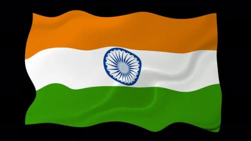 Videohive - India Flag Wave Motion Black Background - 38961767