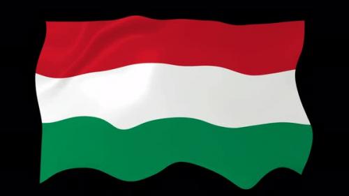 Videohive - Hungary Flag Wave Motion Black Background - 38961773