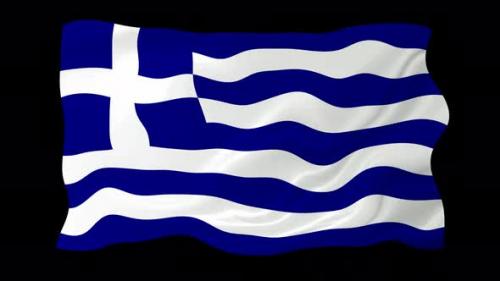 Videohive - Greece Waving Flag Animated Black Background - 38961883