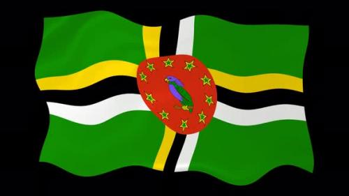 Videohive - Dominica Waving Flag Animated Black Background - 38961889