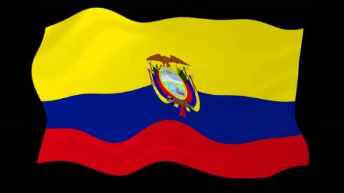 Videohive - Ecuador Waving Flag Animated Black Background - 38961890