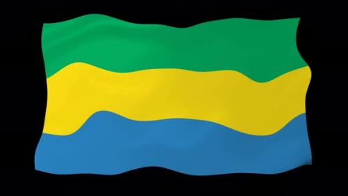 Videohive - Gabon Waving Flag Animated Black Background - 38961892