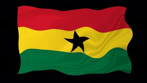 Videohive - Ghana Waving Flag Animated Black Background - 38961894