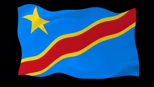Videohive - Democratic Republic Of The Congo Waving Flag Animated Black Background - 38961938