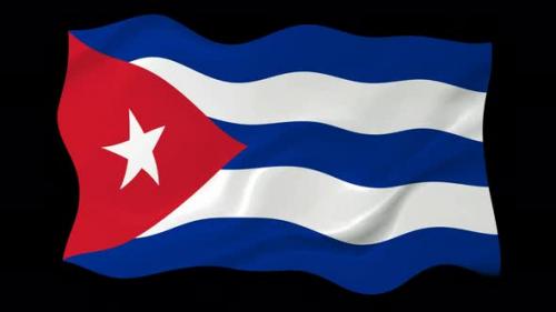 Videohive - Cuba Waving Flag Animated Black Background - 38961939