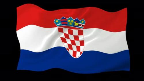 Videohive - Croatia Waving Flag Animated Black Background - 38961940