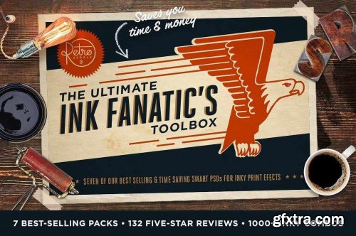 RetroSupply - The Ink Fanatic\'s Toolbox | Photoshop Bundle