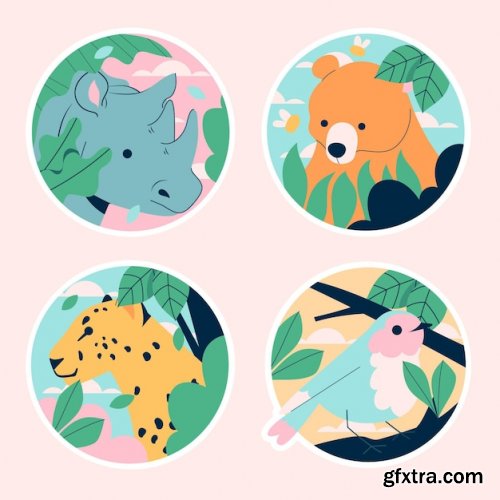 Naive wildlife stickers collection