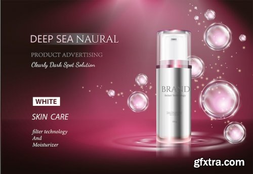 Concept skin care cosmetic regenerate cream and extract background ads banner