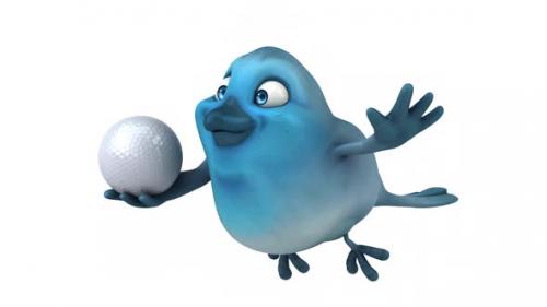 Videohive - Fun 3D cartoon animation of a blue bird with alpha - 38952288