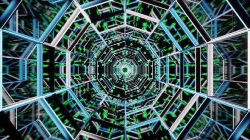 Videohive - Green Emerald Kaleidoscopic Tunnel With Figure Vj Loop HD - 38931623