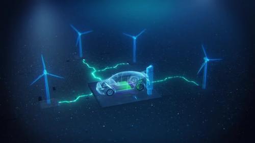 Videohive - Electric Car Charging On The Wind Power Station - 38960583