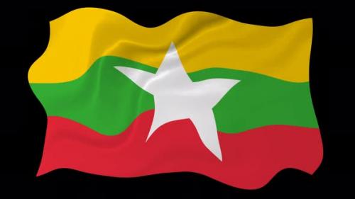 Videohive - Myanmar Flag Wave Motion Black Background - 38961529
