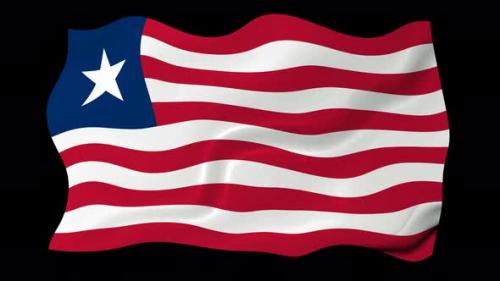 Videohive - Liberia Flag Wave Motion Black Background - 38961634