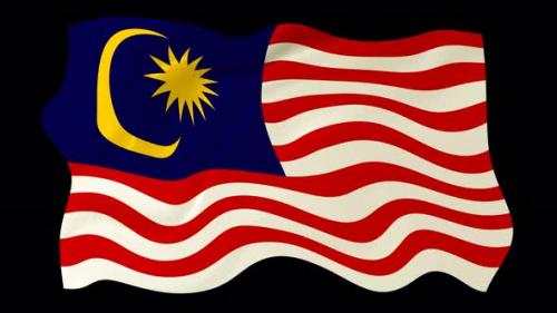 Videohive - Malaysia Flag Wave Motion Black Background - 38961636