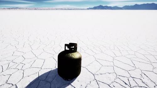 Videohive - Old Rusted Danger Gas Container on Salt Lake - 38969123