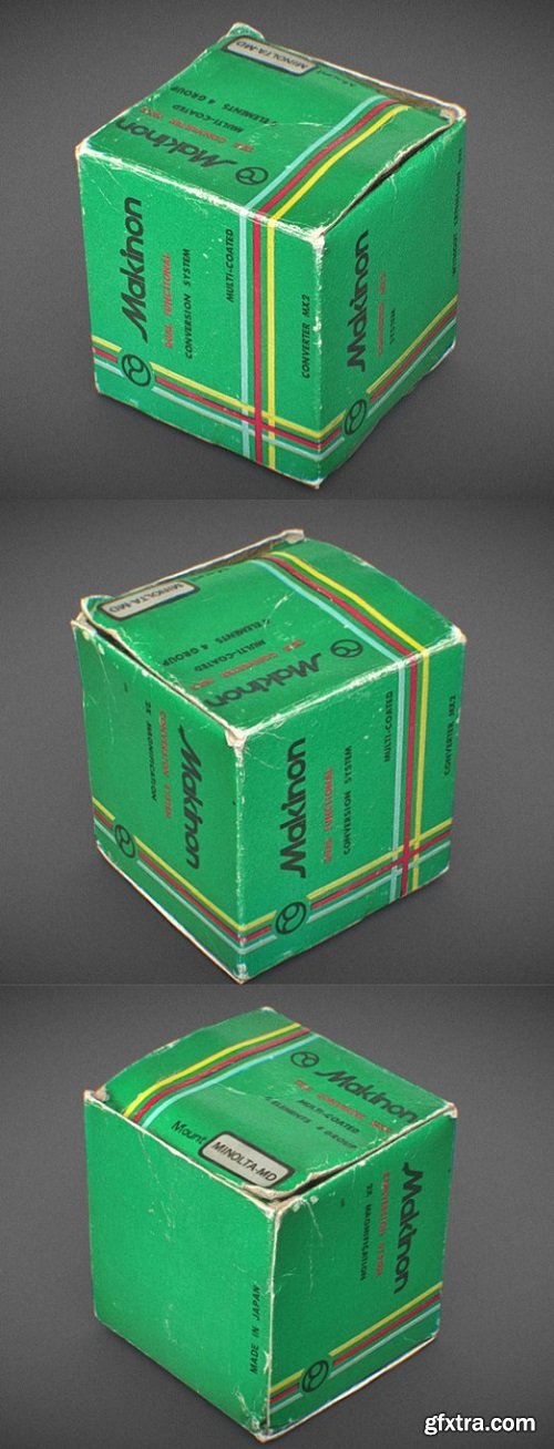Retro Makinon lens teleconverter packaging 3D Model