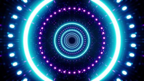 Videohive - Glowing Dj Loop of Neon Circles and Dots - 39003489