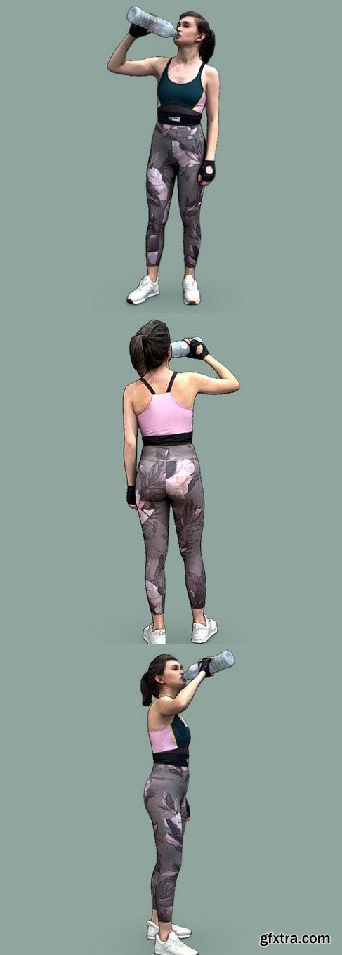 Stylized Fitness Character Drinking 3D Model