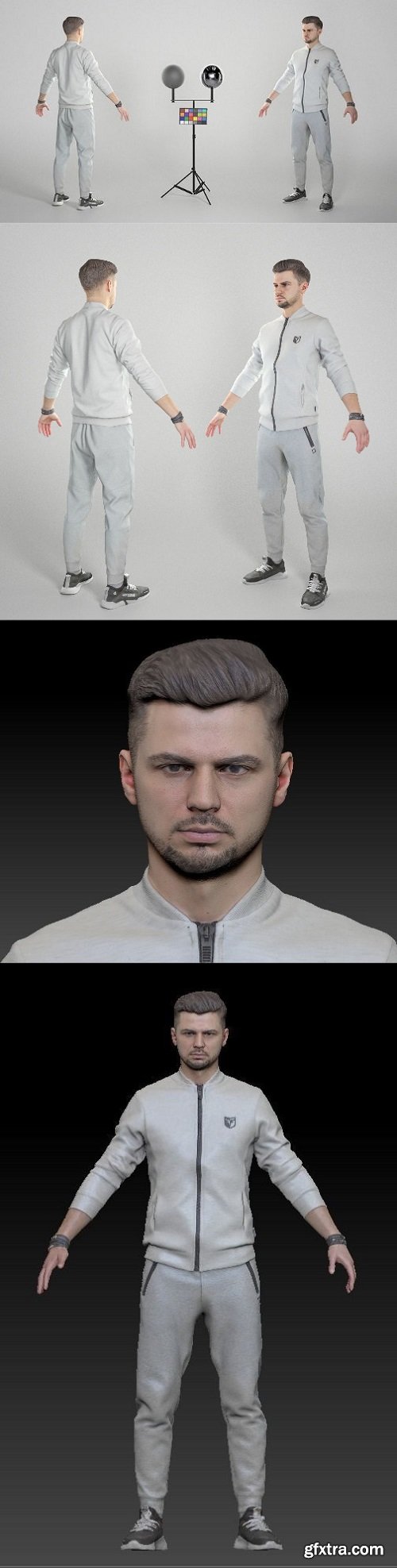 Handsome man in white tracksuit ready for animation 343 VR / AR / low-poly 3d model