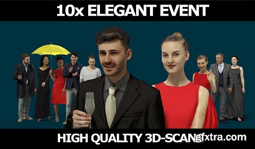 10x Scanned Man Woman Business Elegant Foreground People Vol01 3D Model Collection
