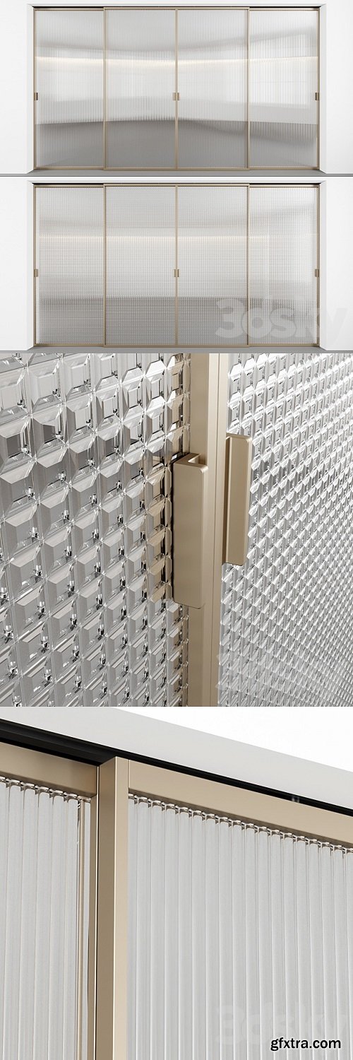 Sliding doors with embossed glass