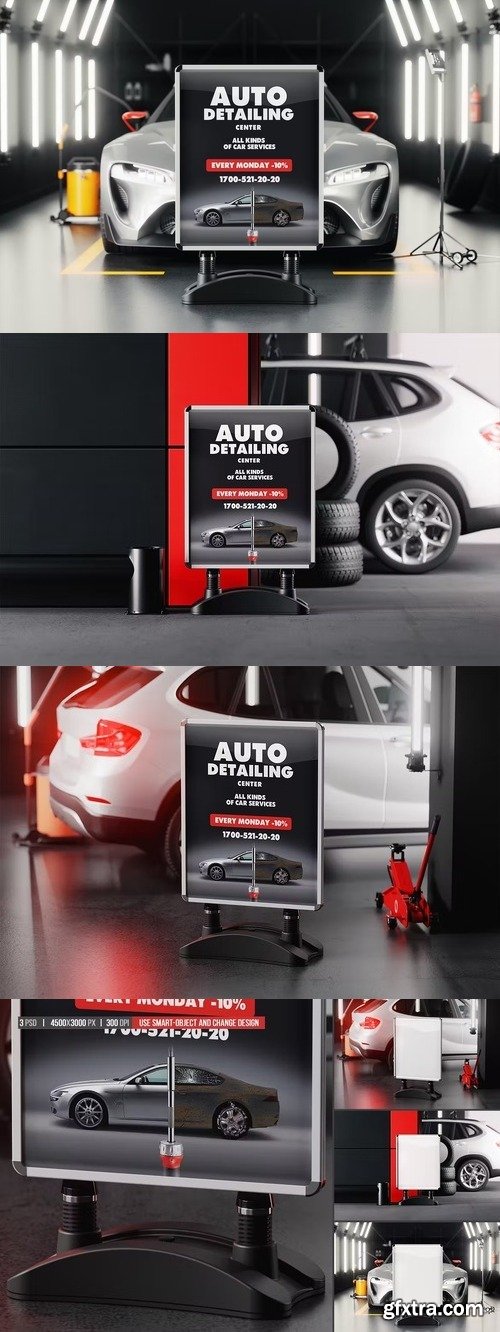 Car Service Stand Poster Mockup PSD