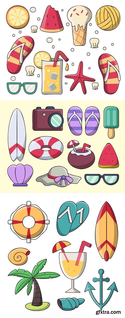 Set of object element for travel on summer vacation