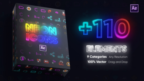 Videohive - Neon Icons Essential Pack - 39134242