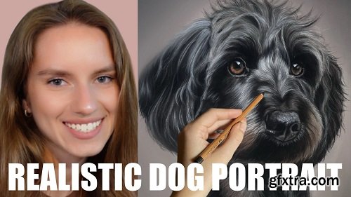 Realistic Animal Portrait: Learn to Draw Dog Eyes, Nose, Ears & Body in Soft Pastel Colour Pencils