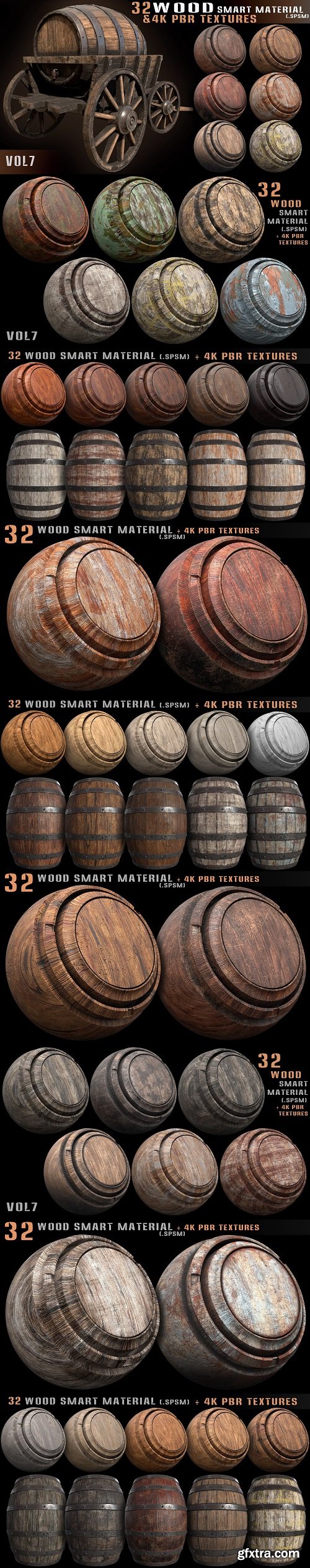 ArtStation - 32 wood smart material + 4k PBR textures - Vol 7