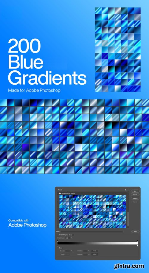 200 Blue Gradients - Made for Photoshop