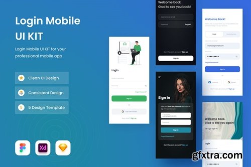 Login Mobile App UI Kit SSZRP93
