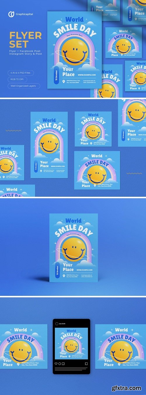 Blue Pop World Smile Day Flyer Set YFPLW3K
