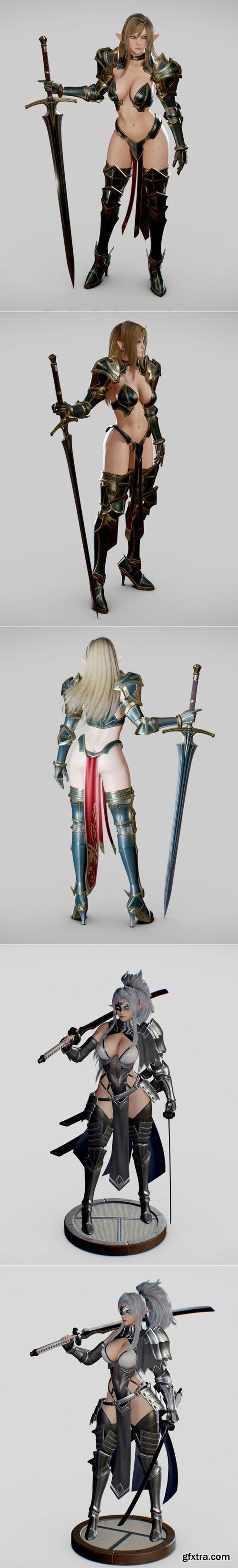 Elf Swordmaster and Dark Elf Blader 3D Print