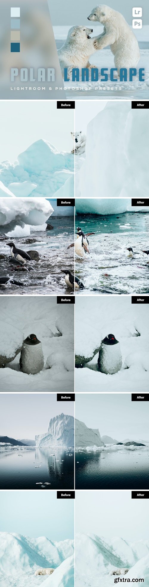 6 Polar Landscape Lightroom and Photoshop Presets EPGPYNQ