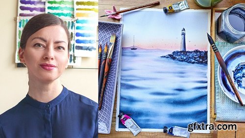 Guide to Effortless Watercolor Seascapes: Painting the Sea with Gradients and Layering