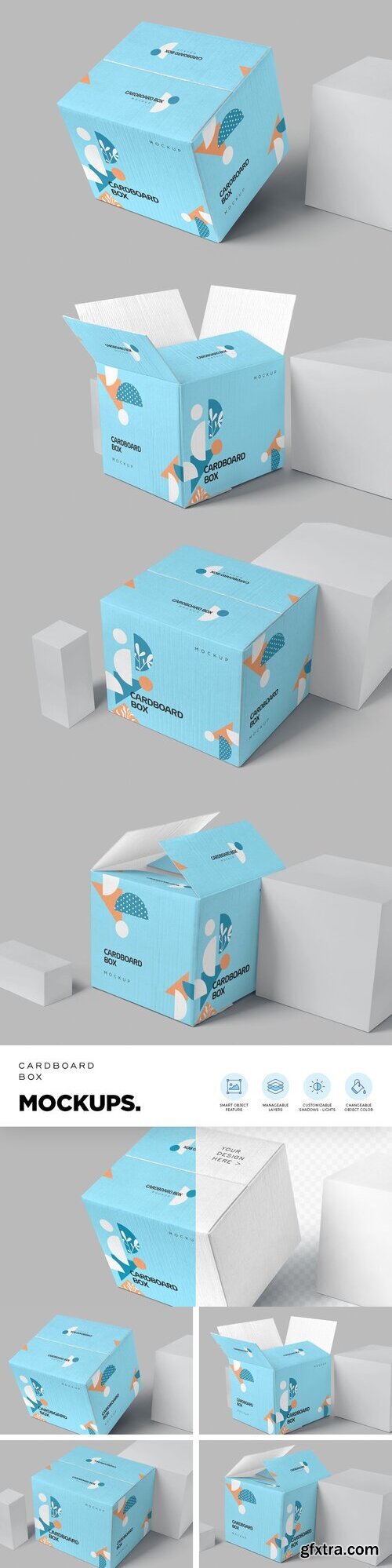 CreativeMarket - 4 Cardboard Box Mockups 6704196