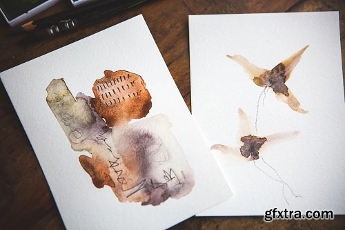Simplicity - Elegant Graphite Watercolor Abstracts And Botanicals