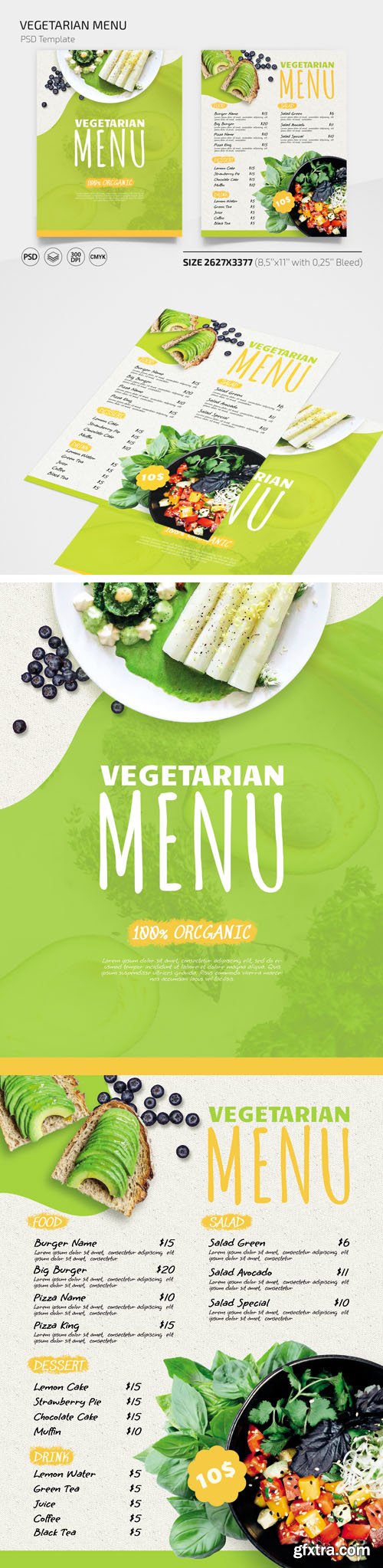 Vegetarian Menu PSD Templates