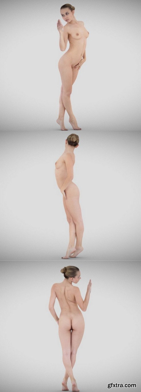 Naked girl posing 3d model